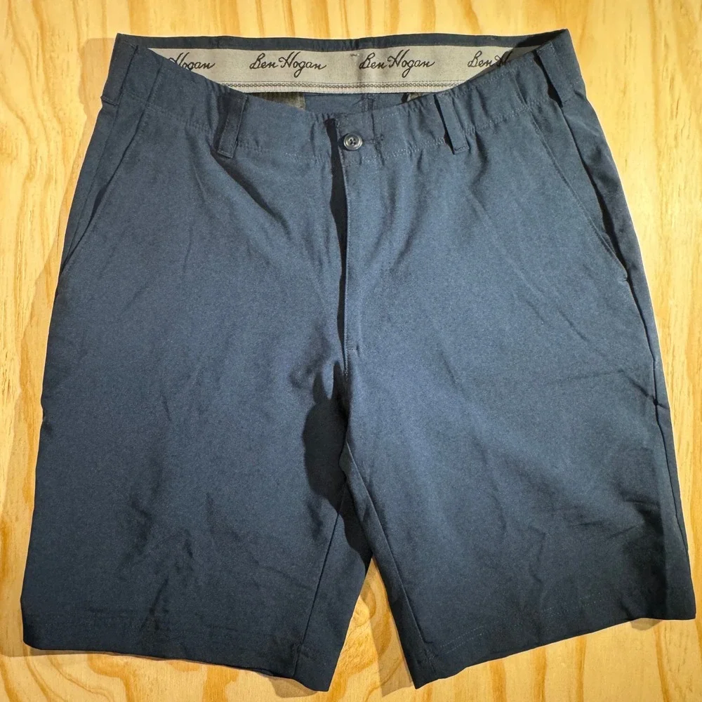 Ben Hogan Mens Performance Golf Shorts Navy Blue Elastic Comfort Stretch Size 32